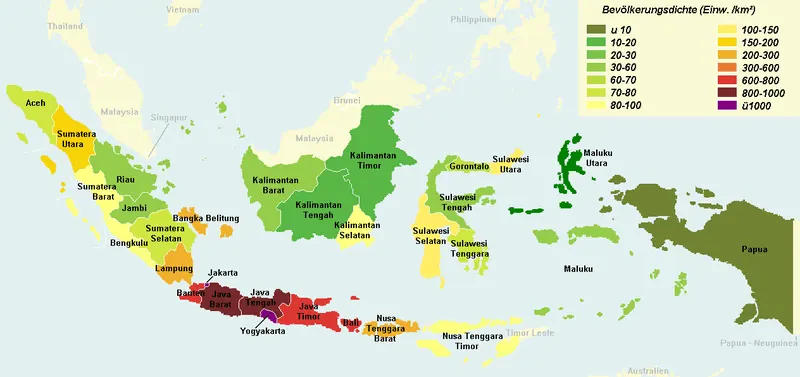 Bevölkerungsdichte Indonesiens