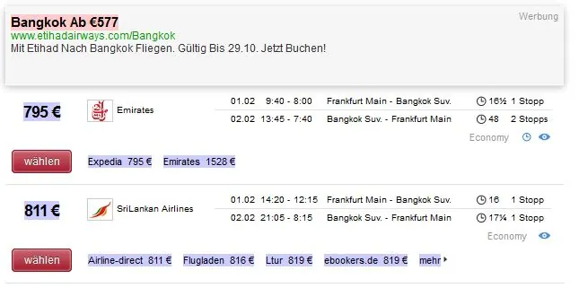 Flug Frankfurt-Bangkok
