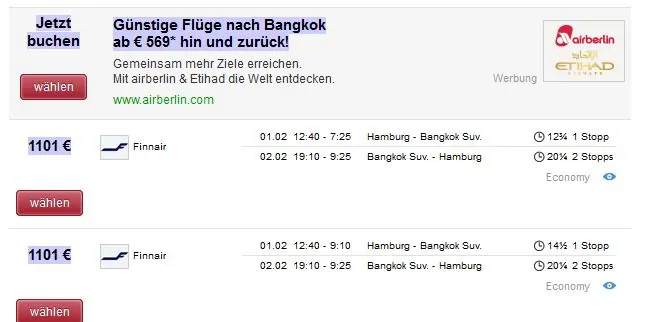 Flug Hamburg-Bangkok