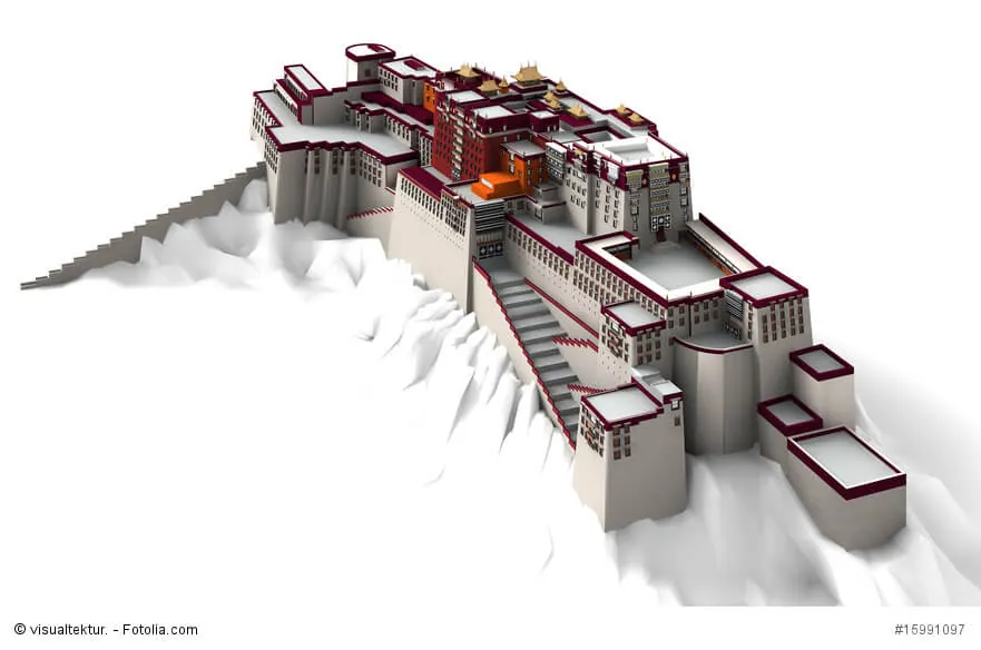 3d-Ansicht vm Potala Palast in Lhasa
