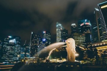 city of singapore night statue
